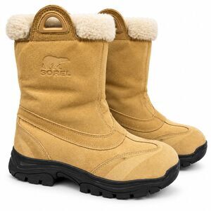 Sorel Waterfall Slip 2 Womens 8 Tan Suede Snow Boots Thinsulate Side Zip
